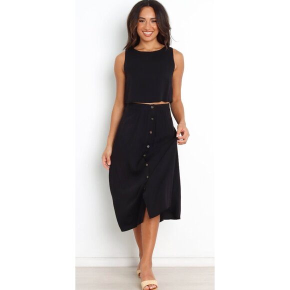 Petal & Pup Ava Button Front Midi Skirt & Sutton Sleeveless Crop Top Set Size 4 - Picture 1 of 10